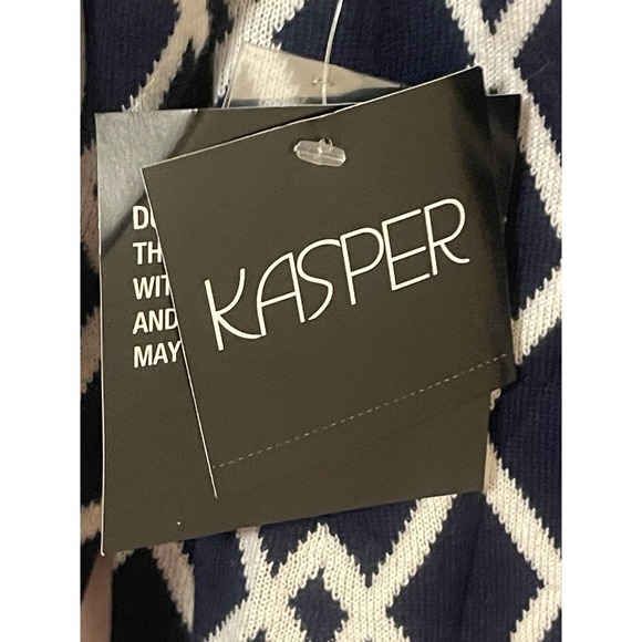 Kasper Navy & Ivory Cardigan Sweater Women's Size Large New with Tags - Picture 7 of 11